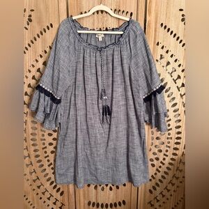 Style & Co Chambray Bell Sleeve Dress